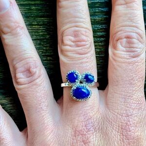 1.98 CT BLUE AVENTURINE BRILLIANT DIAMONDS DESIGNER RING